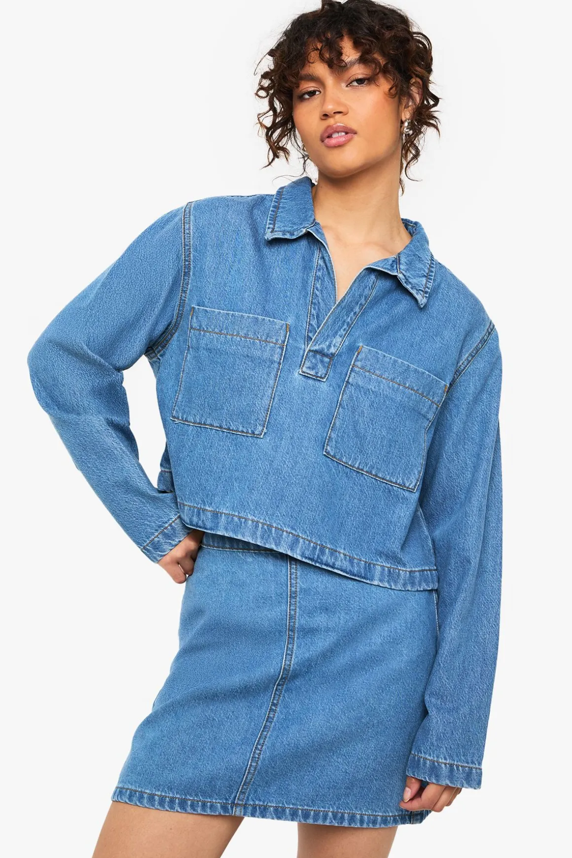 Chemise de rugby en denim à col