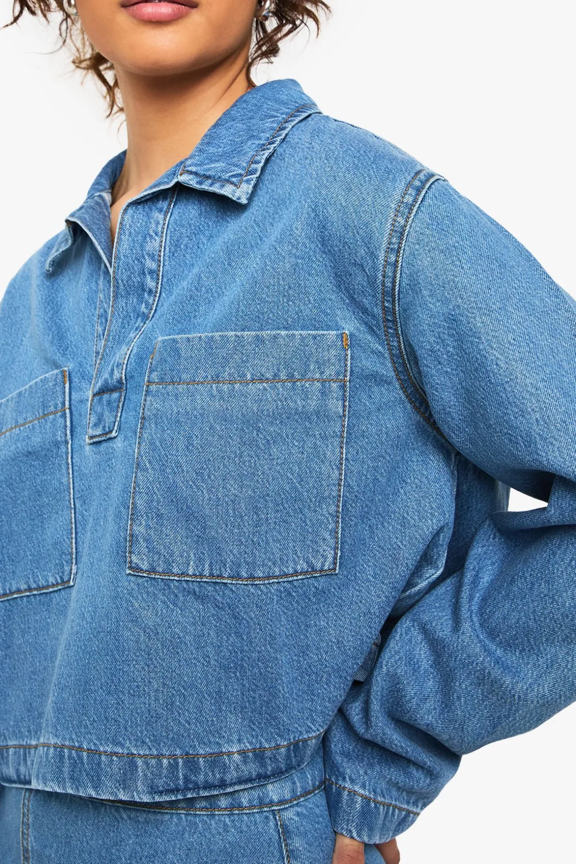 Chemise de rugby en denim à col