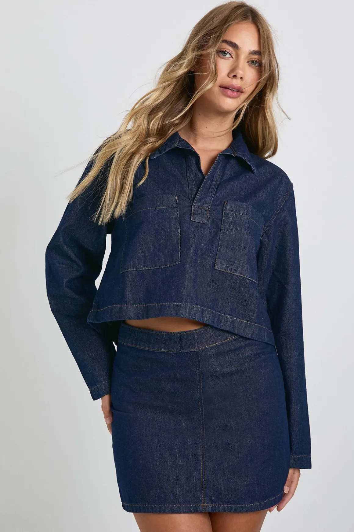 Chemise de rugby en denim à col