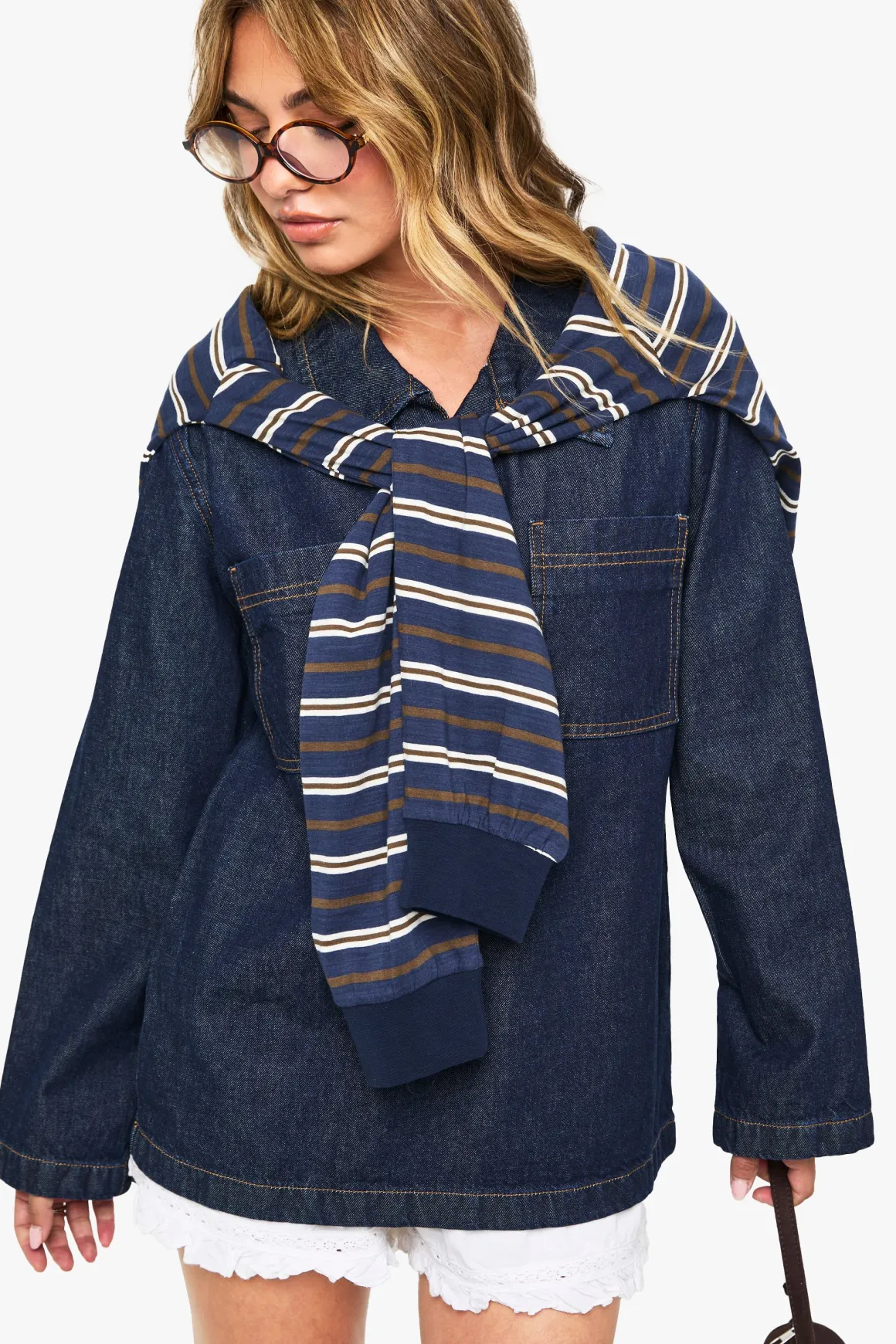 Chemise de rugby en denim à col