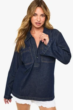 Chemise de rugby en denim à col