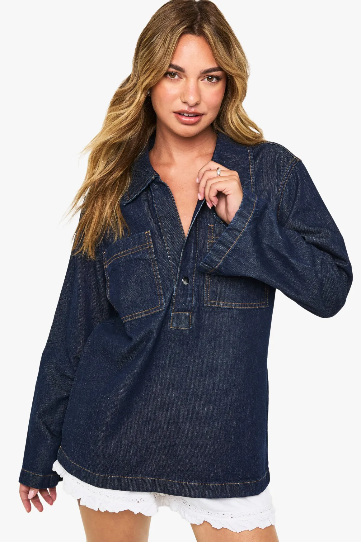 Chemise de rugby en denim à col
