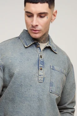 Chemise de rugby en denim oversize