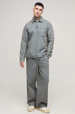 Chemise de rugby en denim oversize