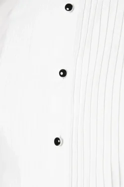 Chemise de soirée blanche coupe slim à plastron plissé manches longues