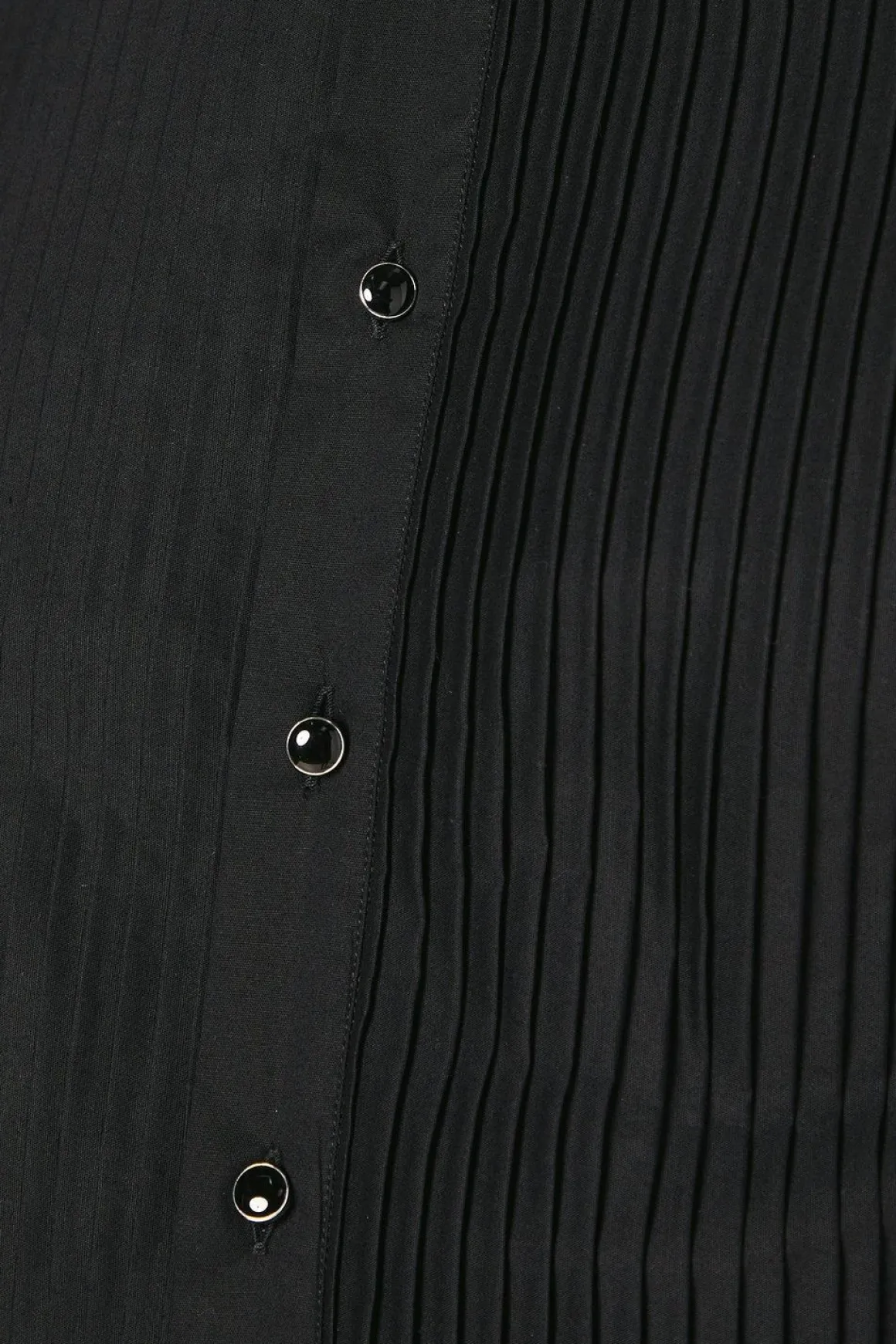 Chemise de Ville Noire à Plis Devant Coupe Ajustée Manches Longues