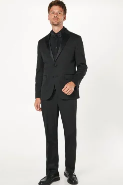 Chemise de Ville Noire à Plis Devant Coupe Ajustée Manches Longues