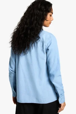 boohoo Chemise en chambray denim à manches longues<Femme Denim|Denim