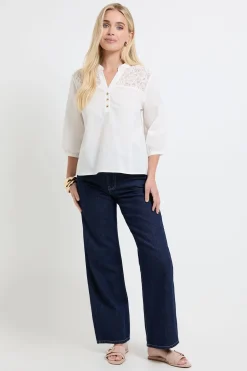 Chemise En Coton Avec Détail En Dentelle Petite