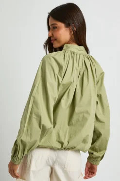 Chemise En Coton Col Cheminée Avec Cordon De Serrage