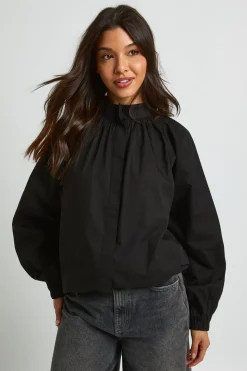 Chemise En Coton À Col Cheminée Avec Cordon De Serrage