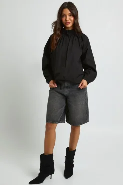 Chemise En Coton À Col Cheminée Avec Cordon De Serrage