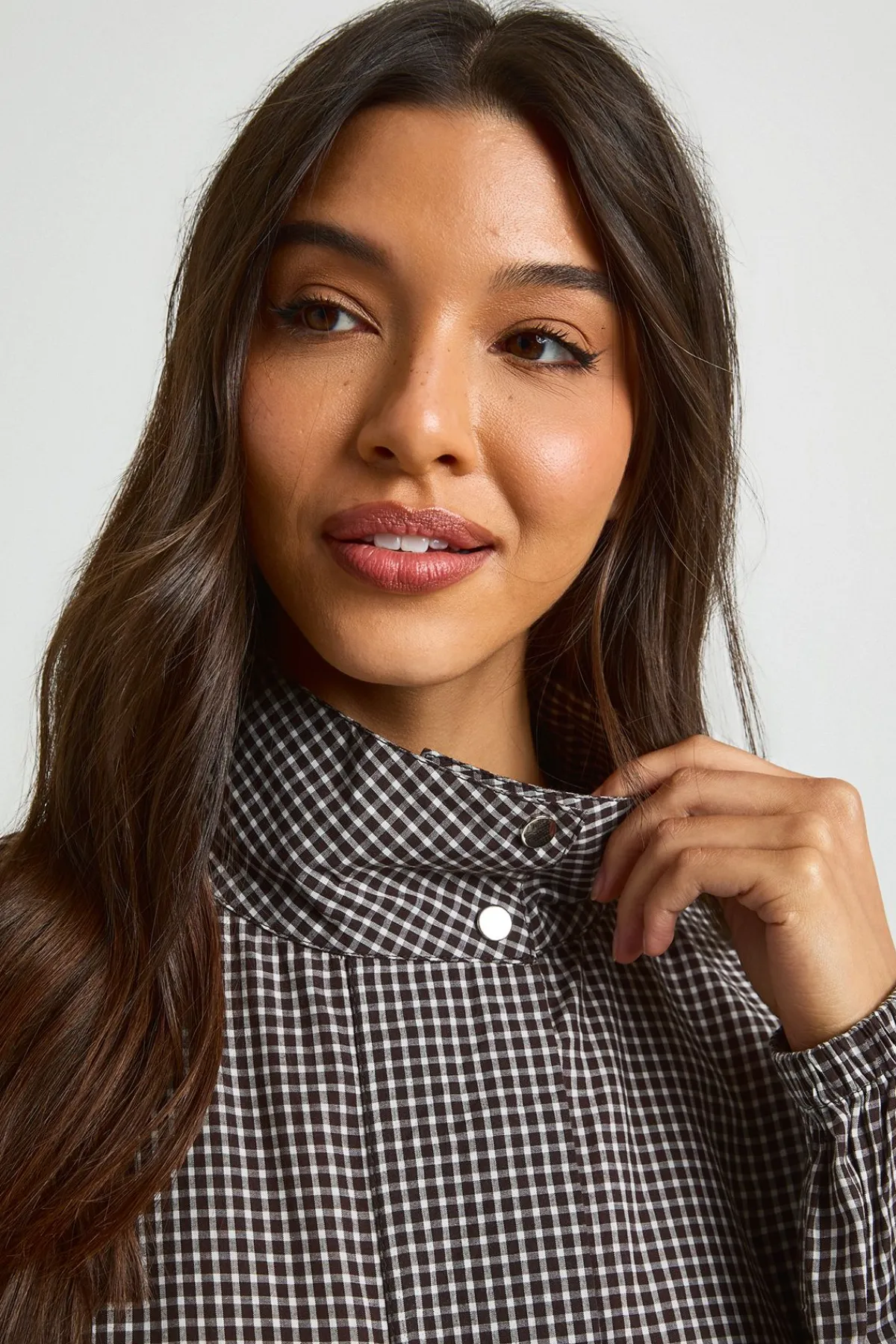 boohoo Chemise En Coton À Col Cheminée Avec Cordon De Serrage<Femme Tops D’Automne|Looks De Rentrée
