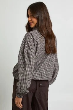 boohoo Chemise En Coton À Col Cheminée Avec Cordon De Serrage<Femme Tops D’Automne|Looks De Rentrée