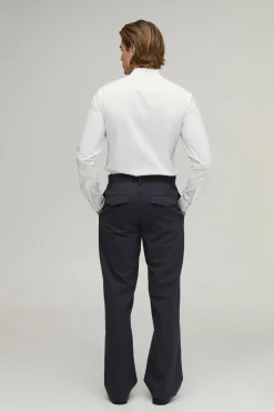 Chemise en Coton Coupe Ajustée Col Grand-Père
