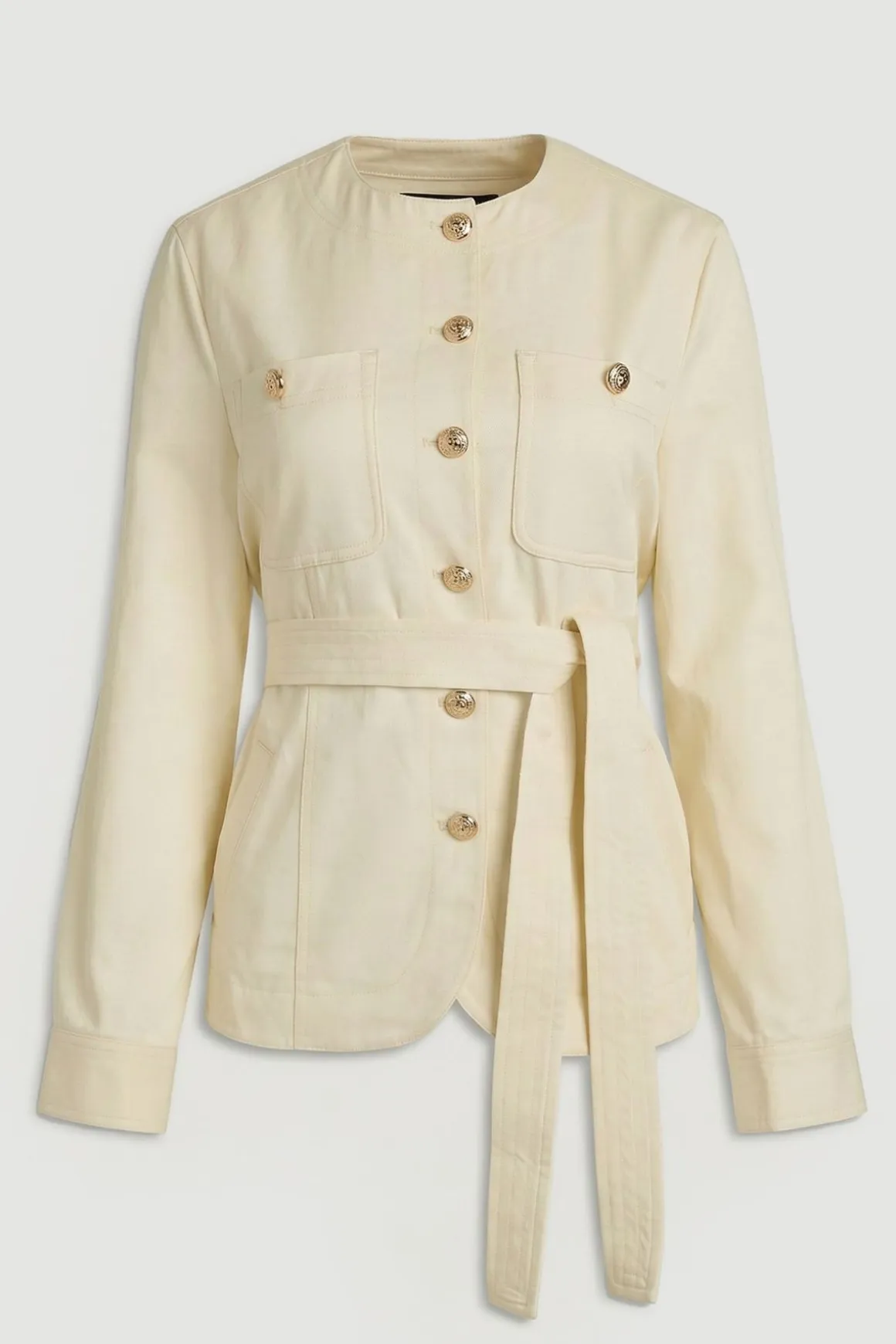 Chemise En Coton À Détails Boutons Utilitaires Et Ceinture À Nouer À La Taille