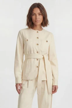 Chemise En Coton À Détails Boutons Utilitaires Et Ceinture À Nouer À La Taille