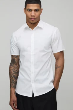 Chemise en Coton à Manches Courtes Coupe Ajustée