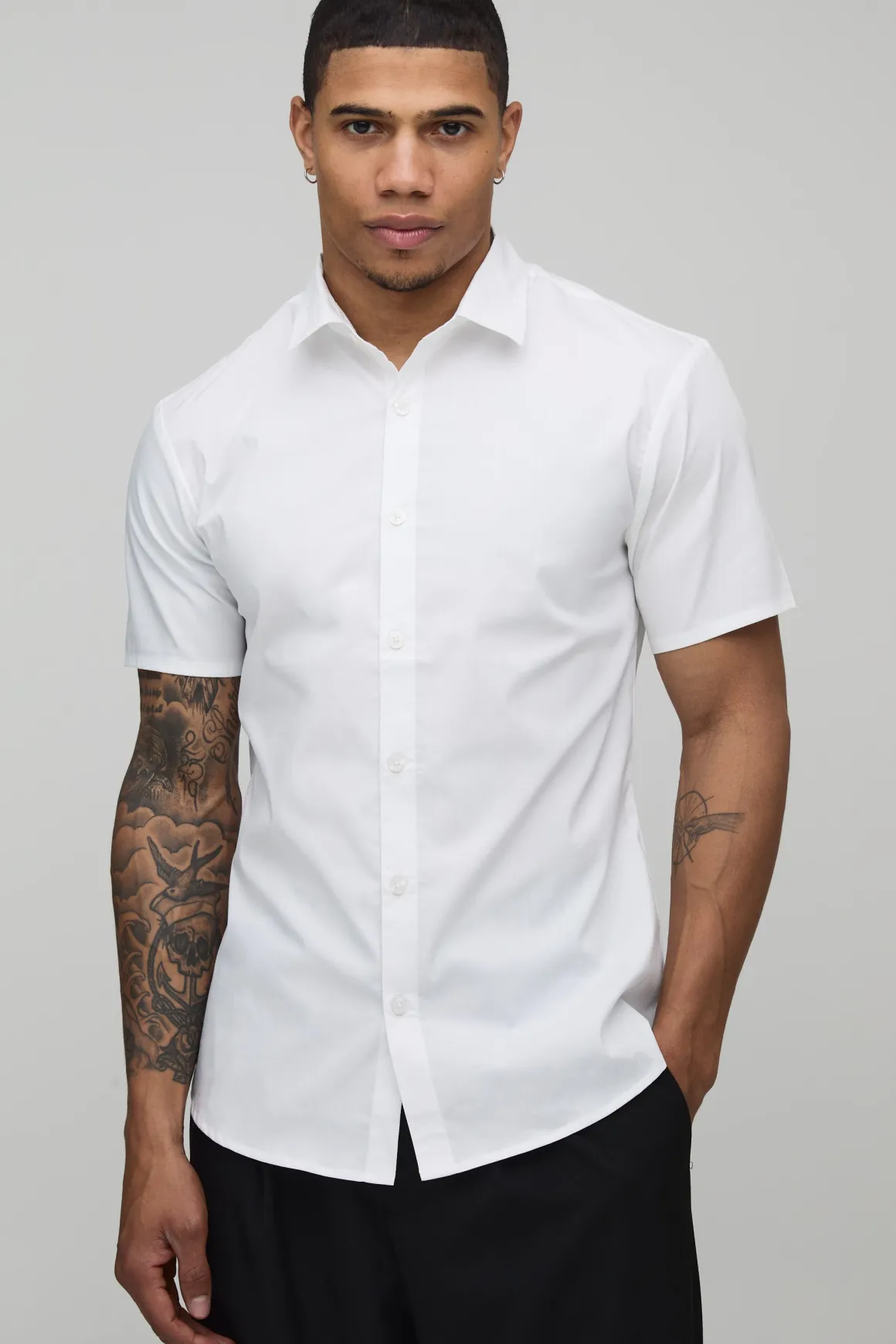 Chemise en Coton à Manches Courtes Coupe Ajustée