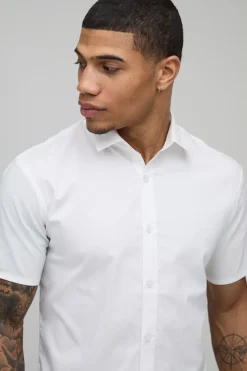 Chemise en Coton à Manches Courtes Coupe Ajustée