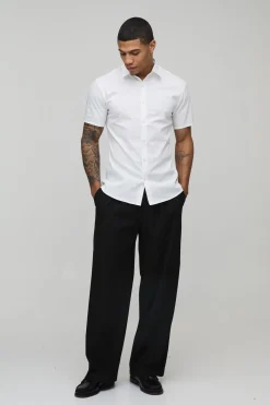 Chemise en Coton à Manches Courtes Coupe Ajustée