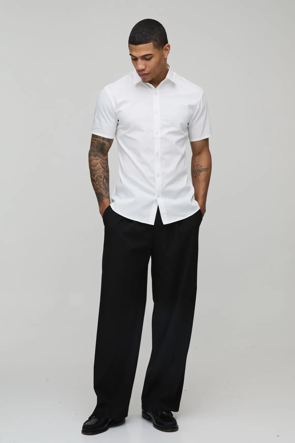 Chemise en Coton à Manches Courtes Coupe Ajustée