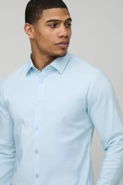 Chemise en Coton à Manches Longues Coupe Ajustée