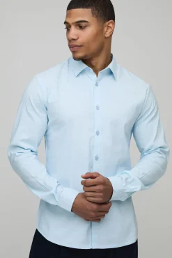 Chemise en Coton à Manches Longues Coupe Ajustée