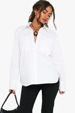 Chemise en coton oversize avec détails de poche