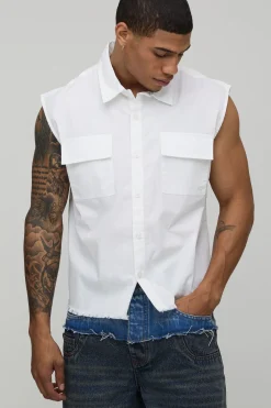 Chemise en Coton Sans Manches Coupe Ample Oversize