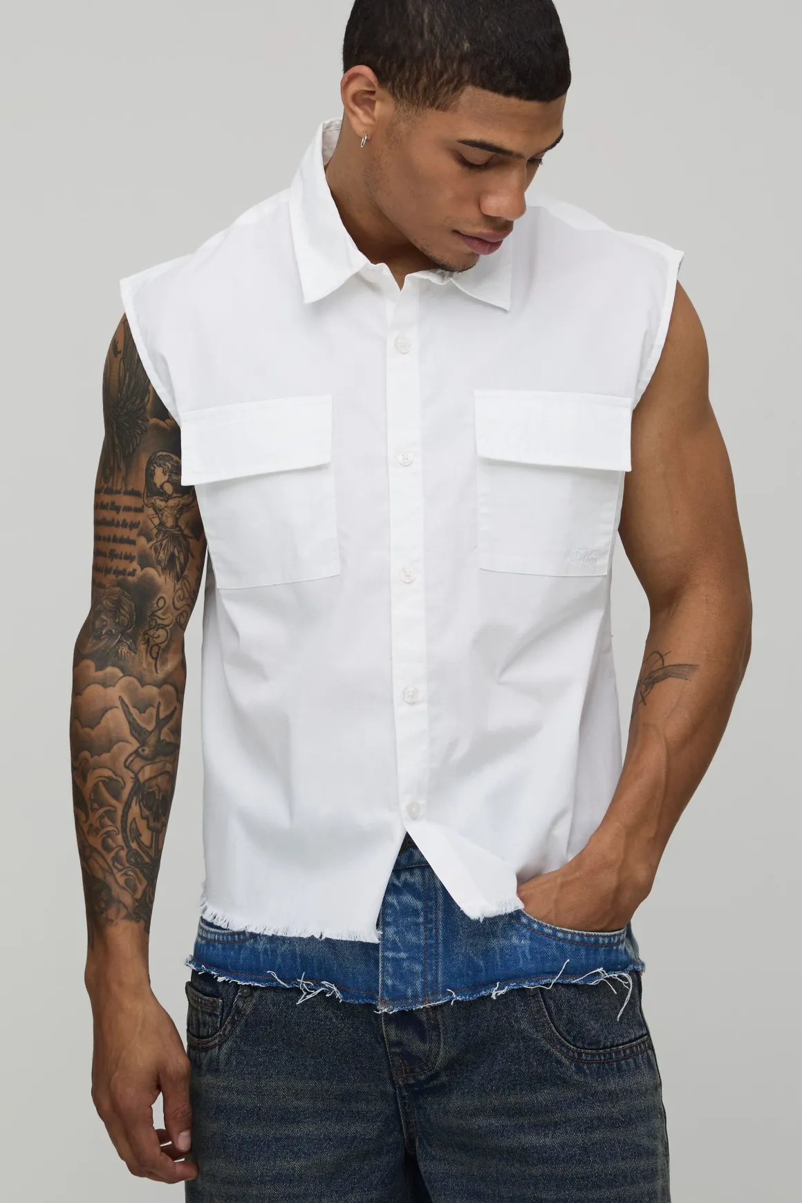 Chemise en Coton Sans Manches Coupe Ample Oversize