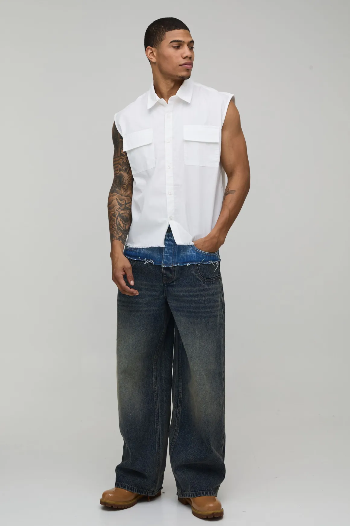 Chemise en Coton Sans Manches Coupe Ample Oversize