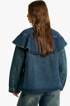 boohoo Chemise en denim avec détails à volants<Femme Denim|Denim