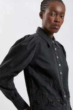 Chemise En Denim À Col Avec Découpes