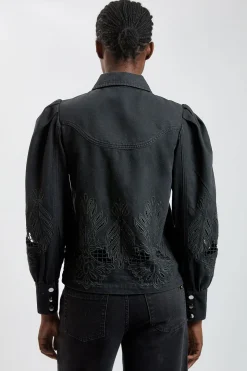 Chemise En Denim À Col Avec Découpes