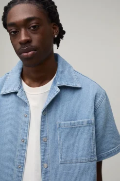 Chemise En Denim Côtelé Délavé Coupe Regular