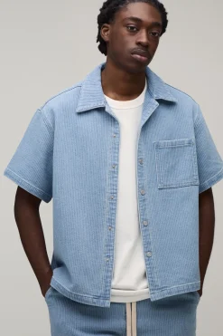 Chemise En Denim Côtelé Délavé Coupe Regular