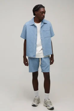 Chemise En Denim Côtelé Délavé Coupe Regular
