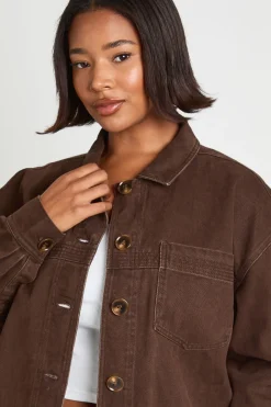 Chemise en Denim Délavé Manches Longues Grande Taille