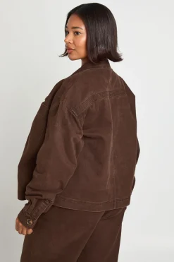 Chemise en Denim Délavé Manches Longues Grande Taille