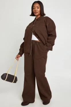 Chemise en Denim Délavé Manches Longues Grande Taille