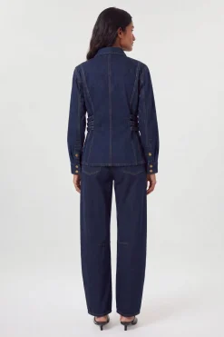 KarenMillen Chemise En Denim À Détail Corset<Femme Denim|Tops D’Automne