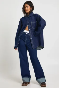 boohoo Chemise en Denim Oversize<Femme Denim|Tops D’Automne