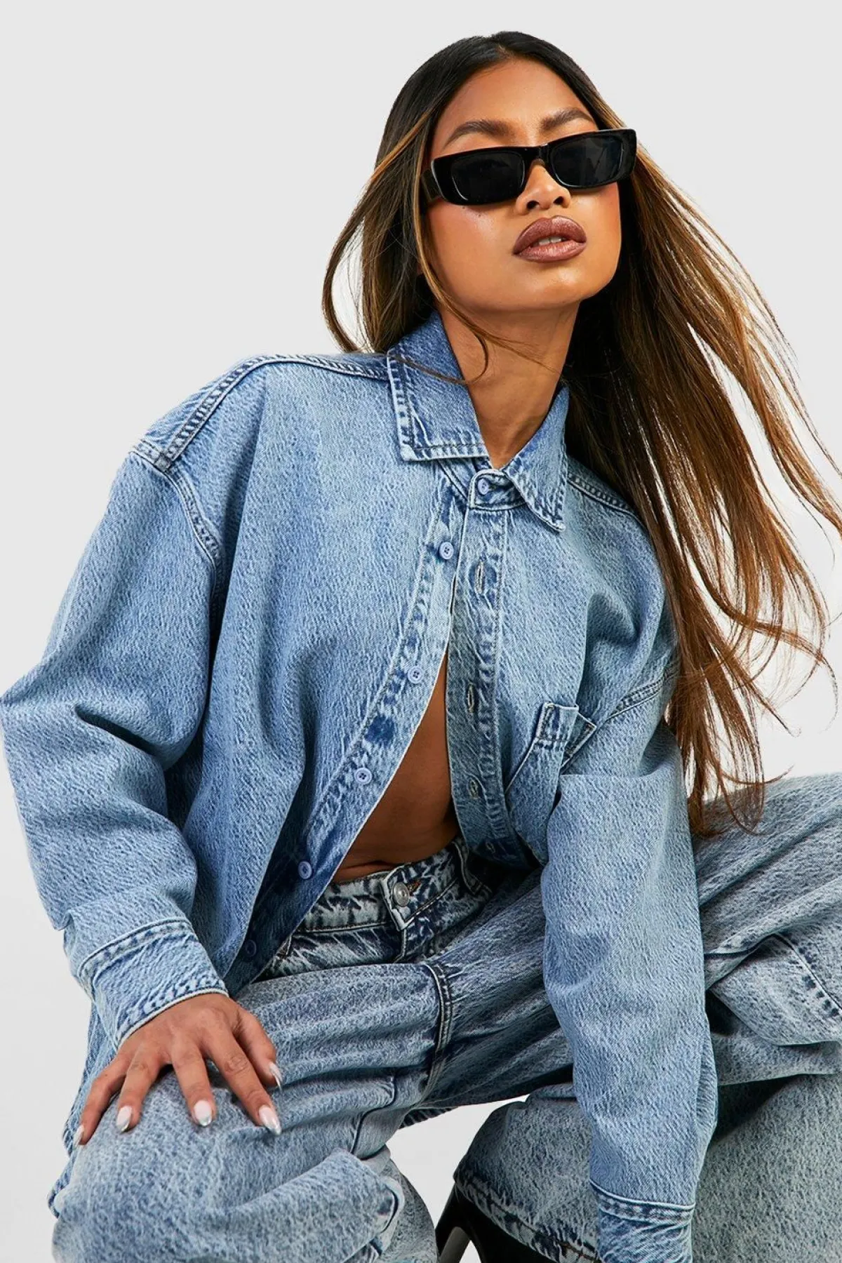 boohoo Chemise en denim oversize Basics<Femme Denim|Denim
