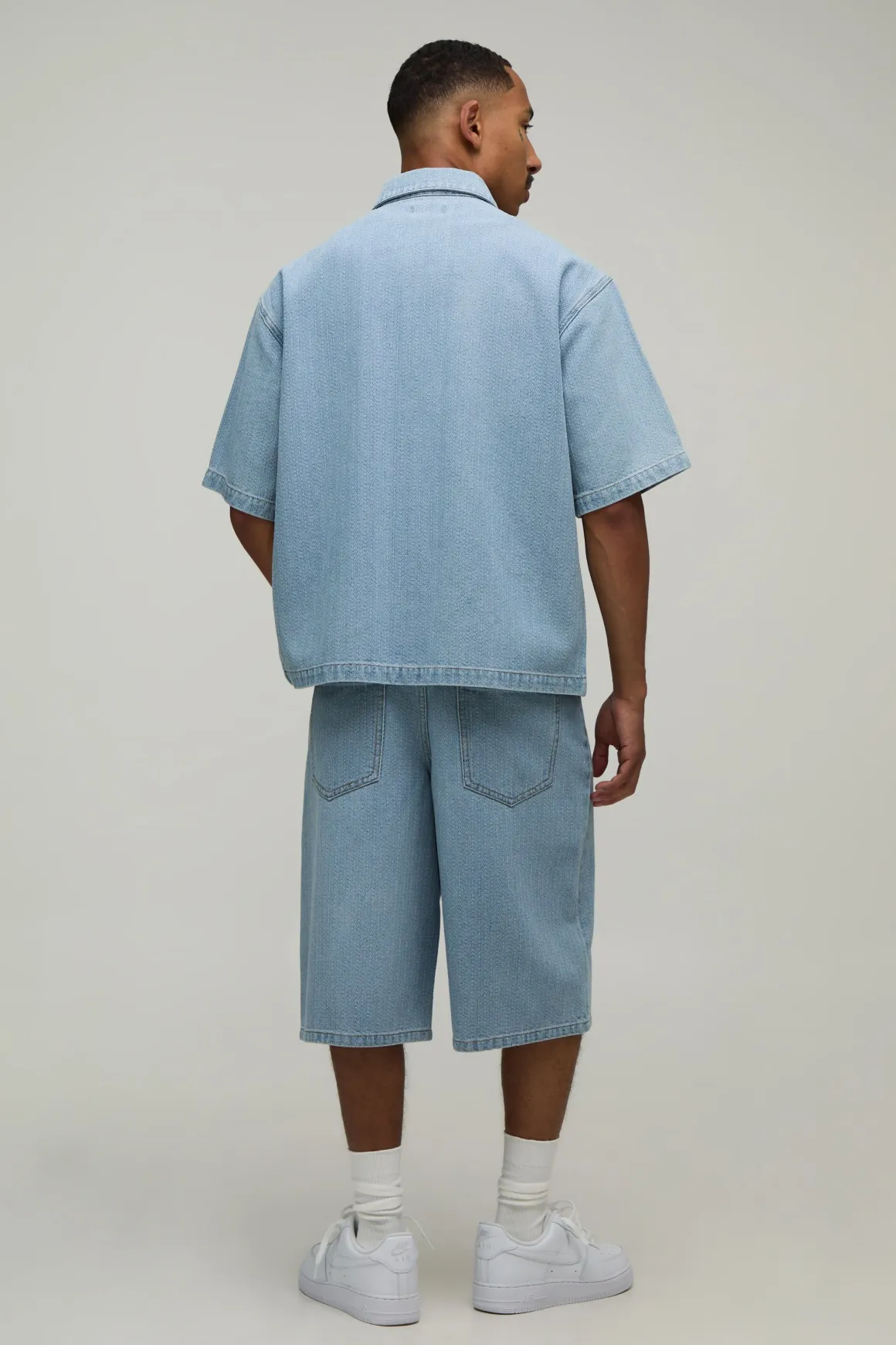Chemise En Denim Oversize À Chevrons Assortie