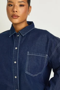 Chemise en Denim Oversize Grande Taille
