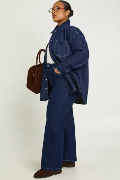 Chemise en Denim Oversize Grande Taille