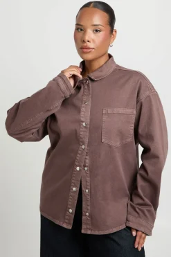 Chemise En Denim Oversize Grande Taille
