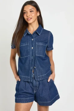 Chemise En Denim À Poches Boutonnée