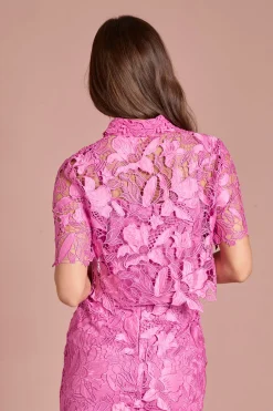 Chemise En Dentelle Avec Boutons De Perle